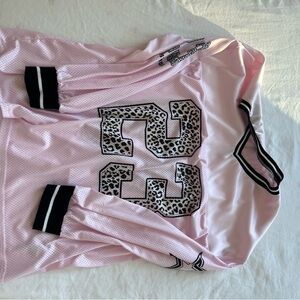 Pink Mesh Jersey with Leopard Print Number Size M-L